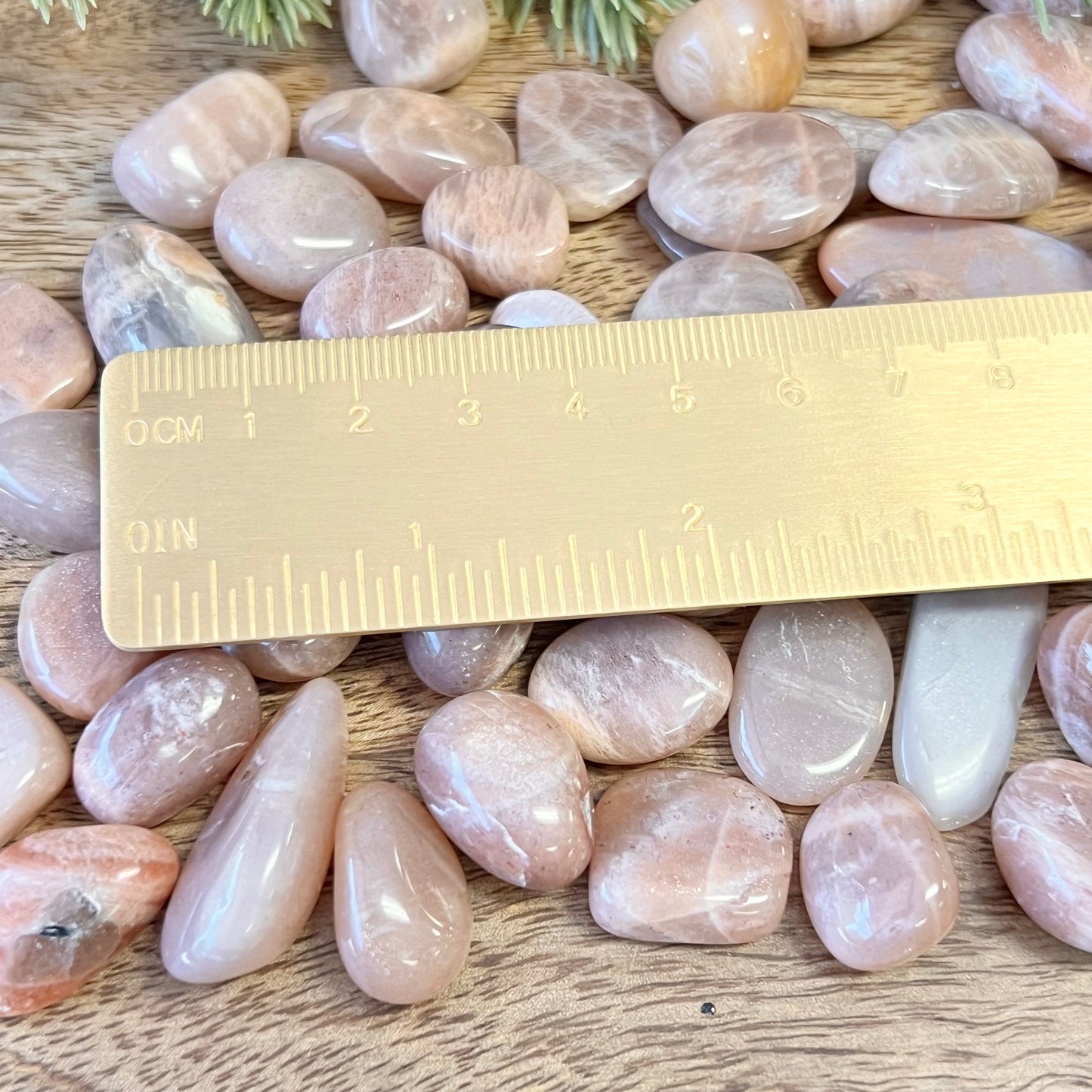 Sunstone in Peach Moonstone Tumbled Crystal