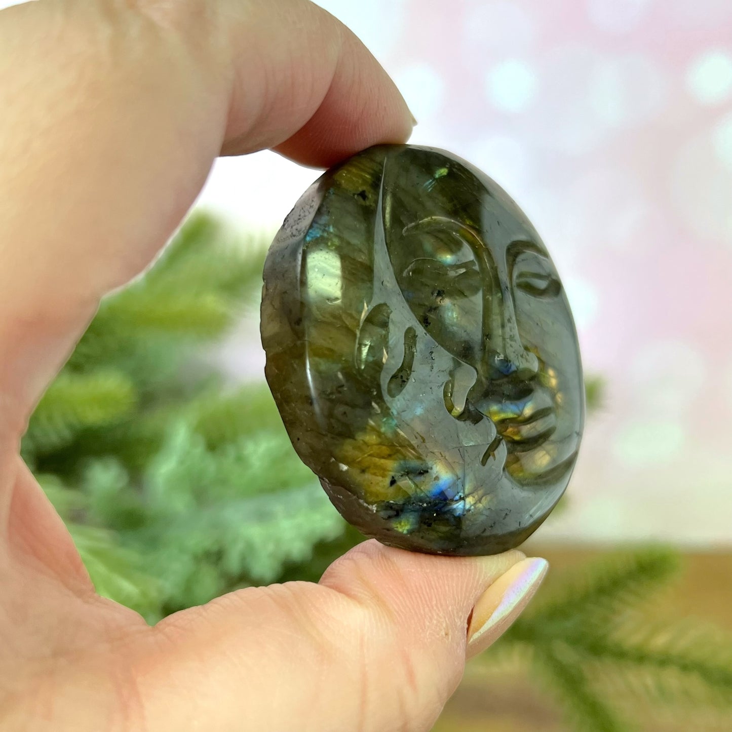 Labradorite Sun & Moon Carved Cabochon
