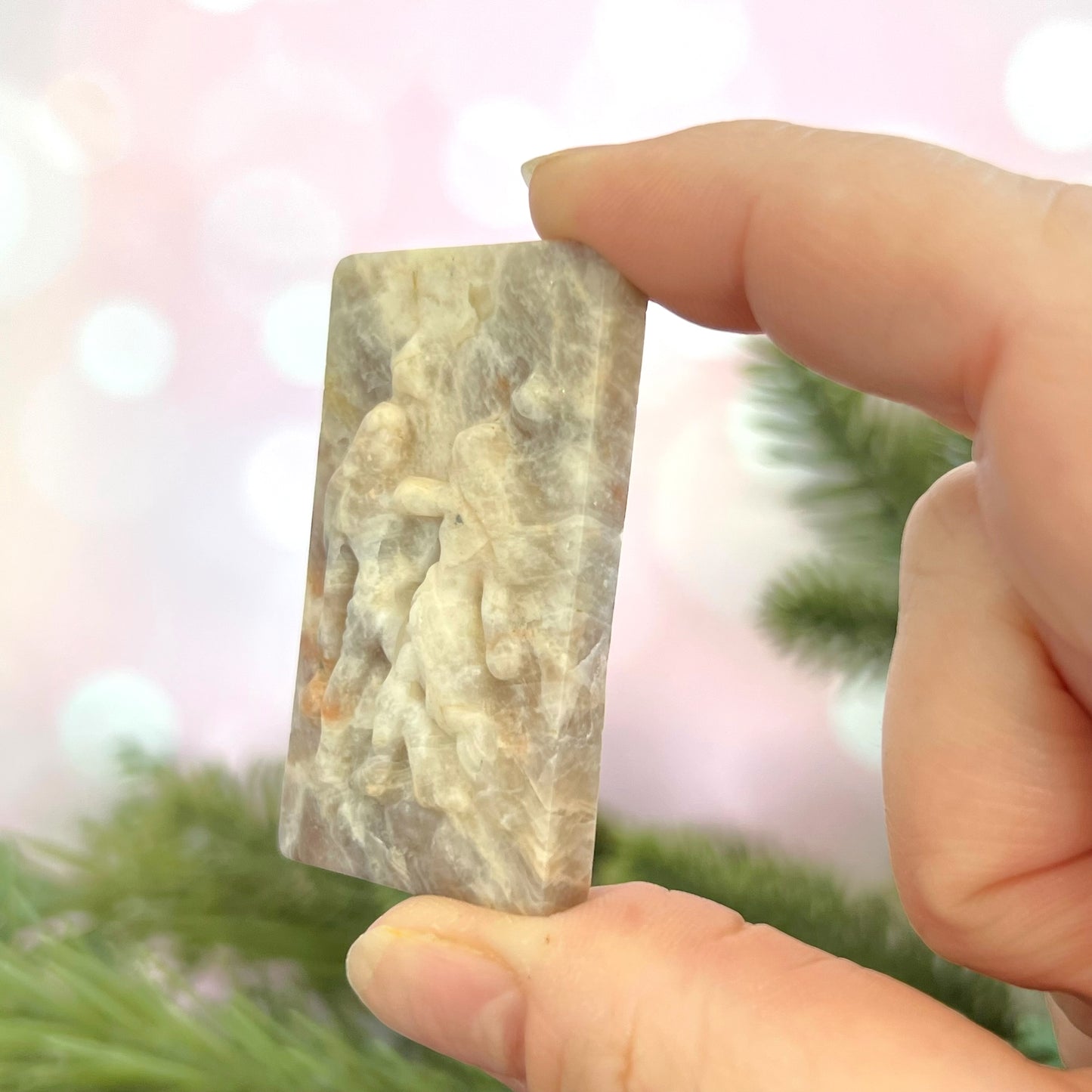 Belomorite Gemini Carved Crystal Cabochon