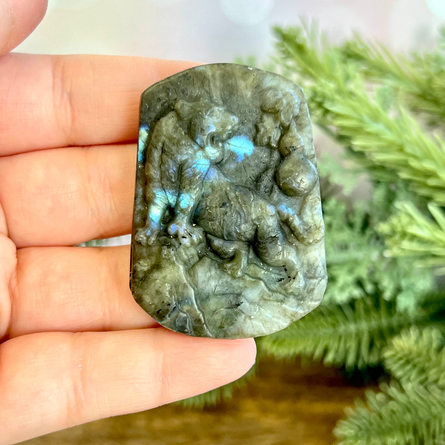 Labradorite Tiger Carved Crystal Cabochon