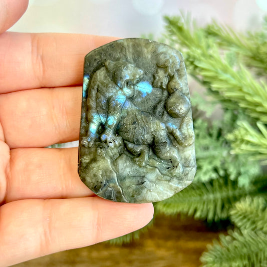 Labradorite Tiger Carved Crystal Cabochon