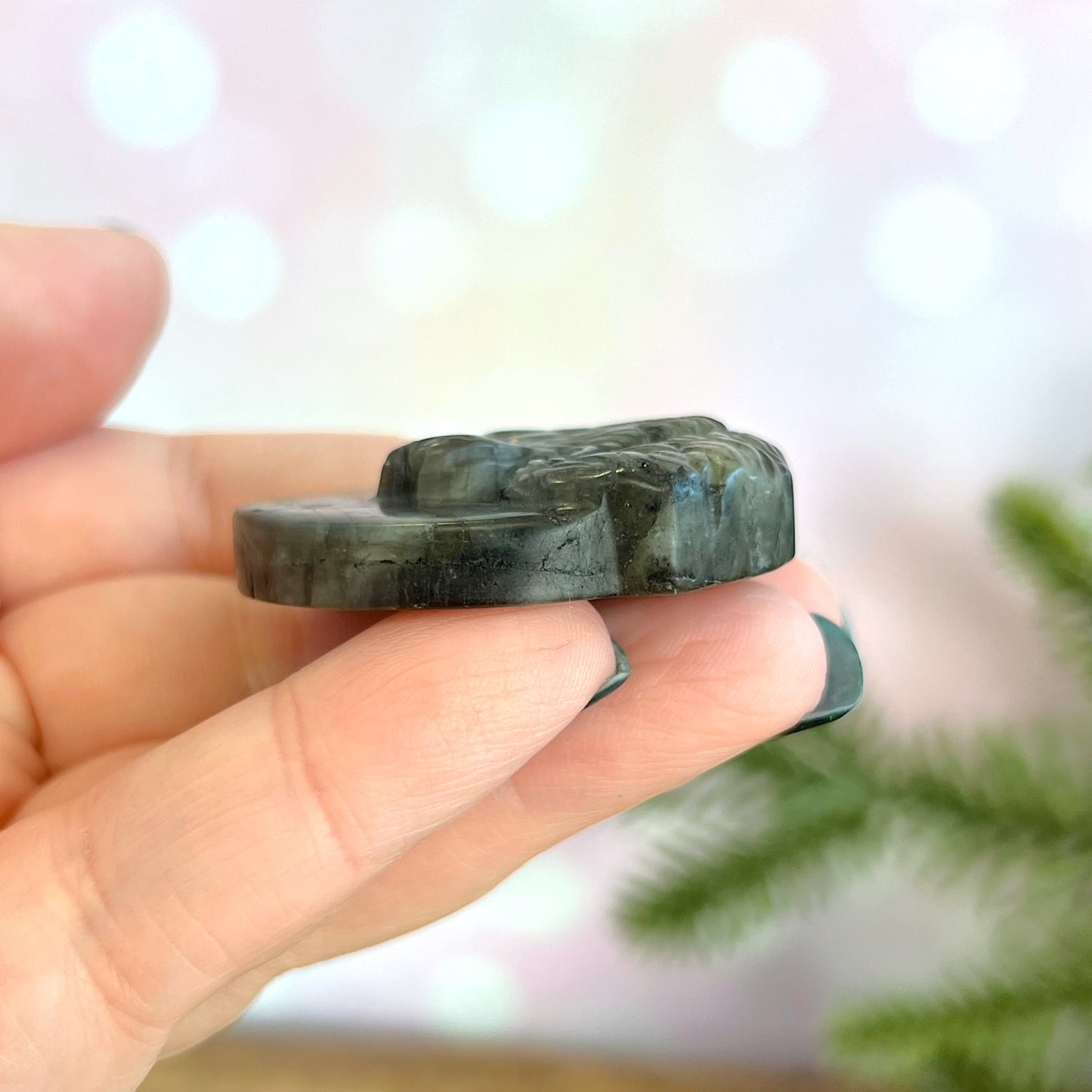 Labradorite Wolf Carved Crystal Cabochon