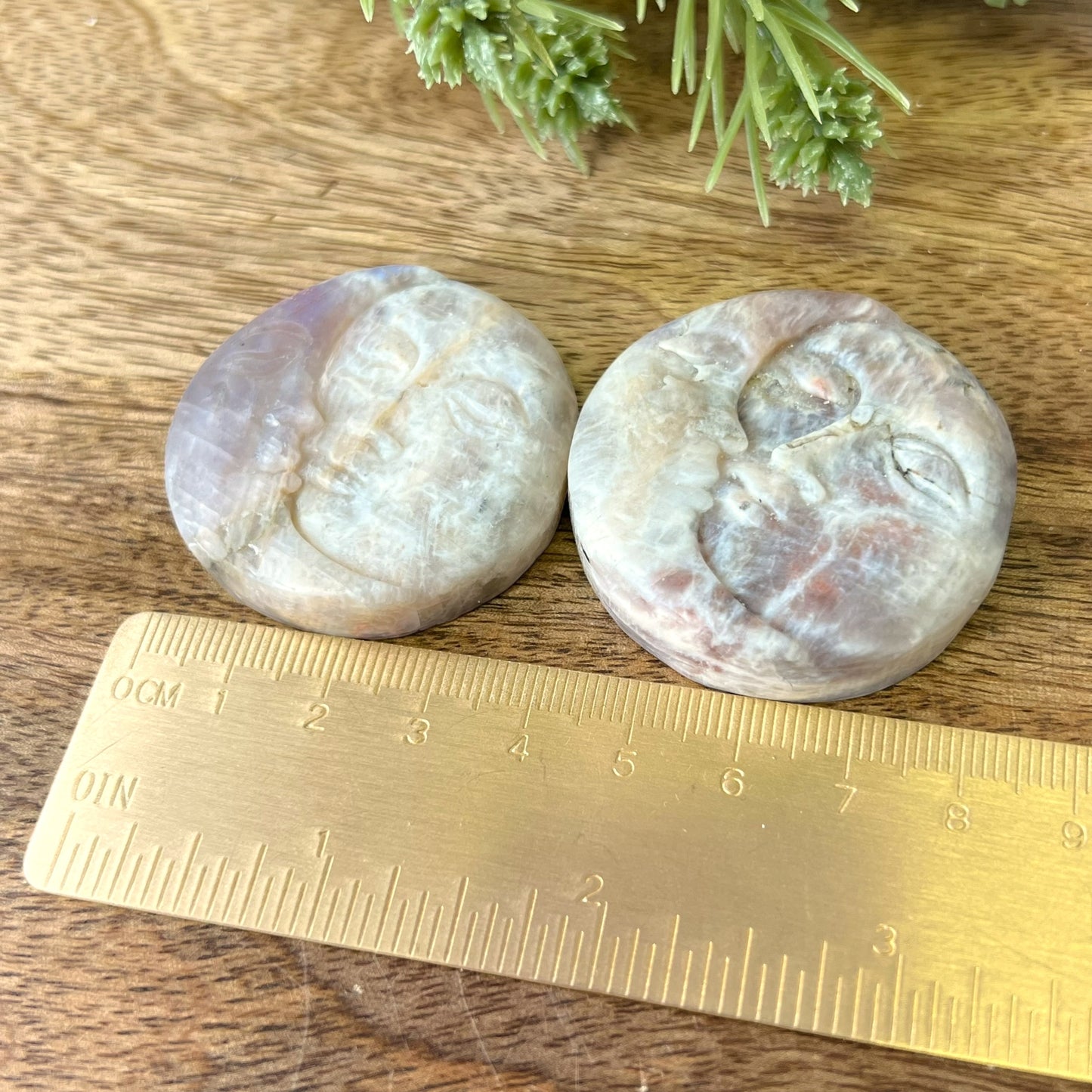Belomorite Sun & Moon Carved Crystal Cabochon