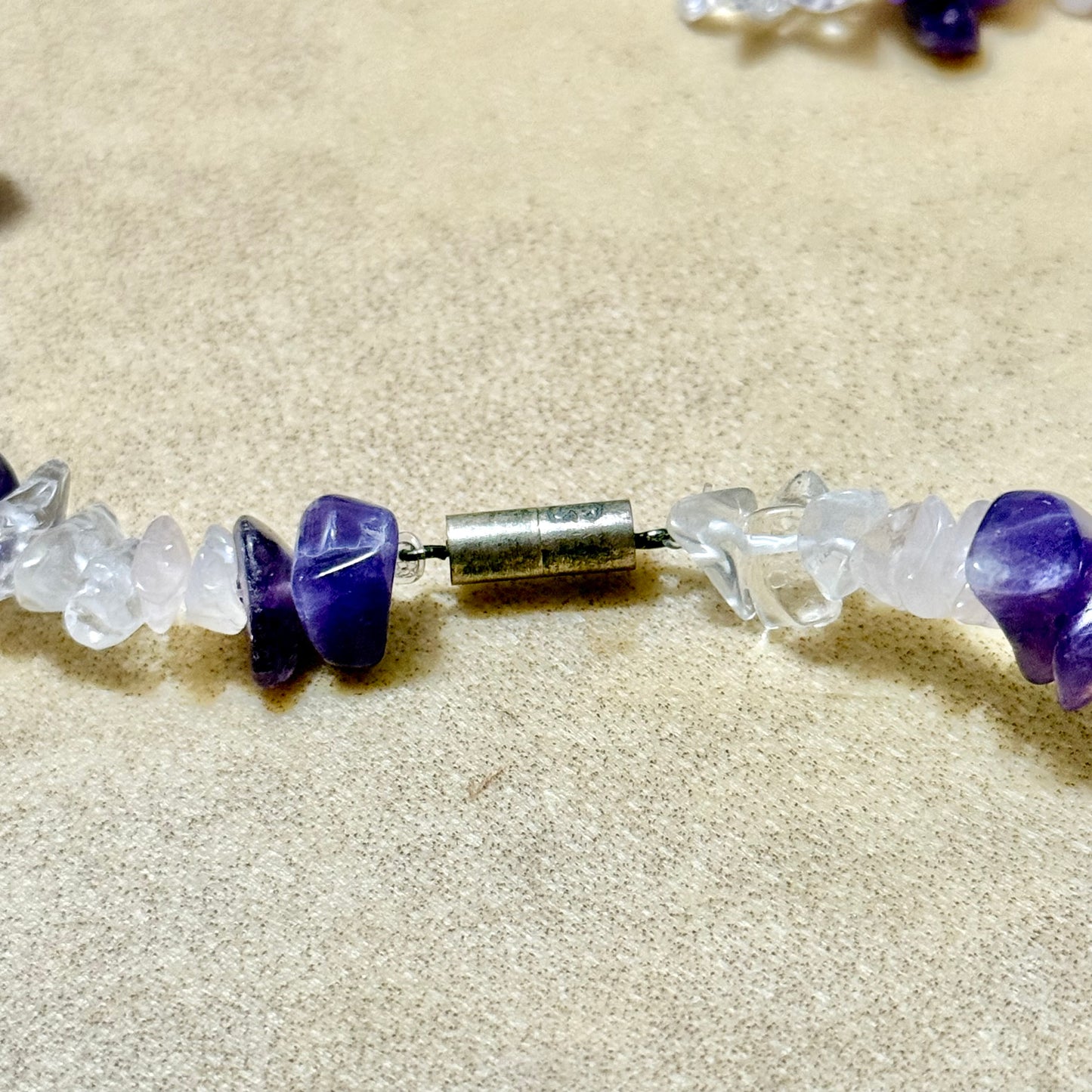 Vintage Amethyst, Rose Quartz, & Quartz Chip Bead Necklace