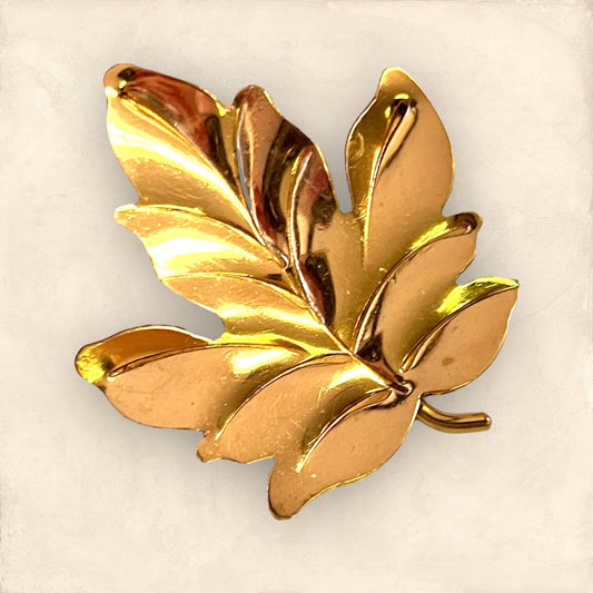 Hand Wrought Vintage Copper Leaf Brooch by Gret Barkin, New Hope Pennsylvania