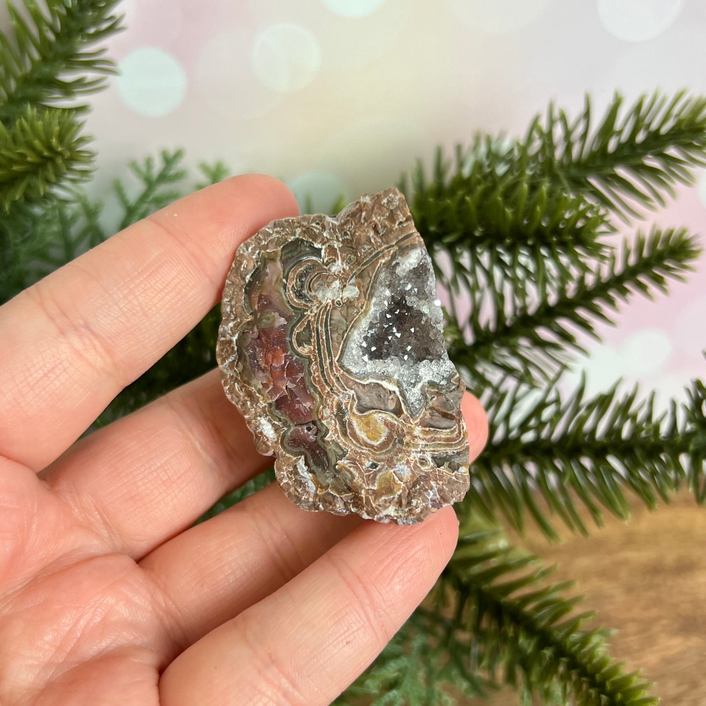 Red Quartz & Agate Geode Crystal Piece