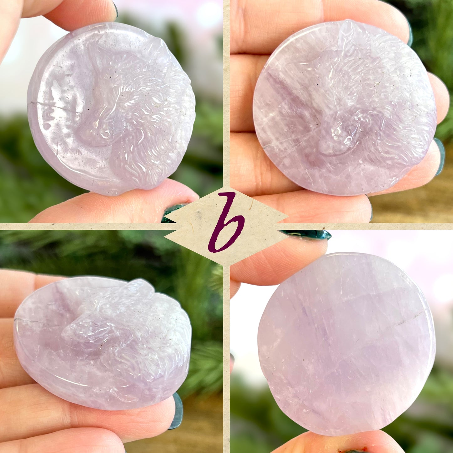 Yellow Fluorite Wolf Rectangle Carved Crystal Cabocho