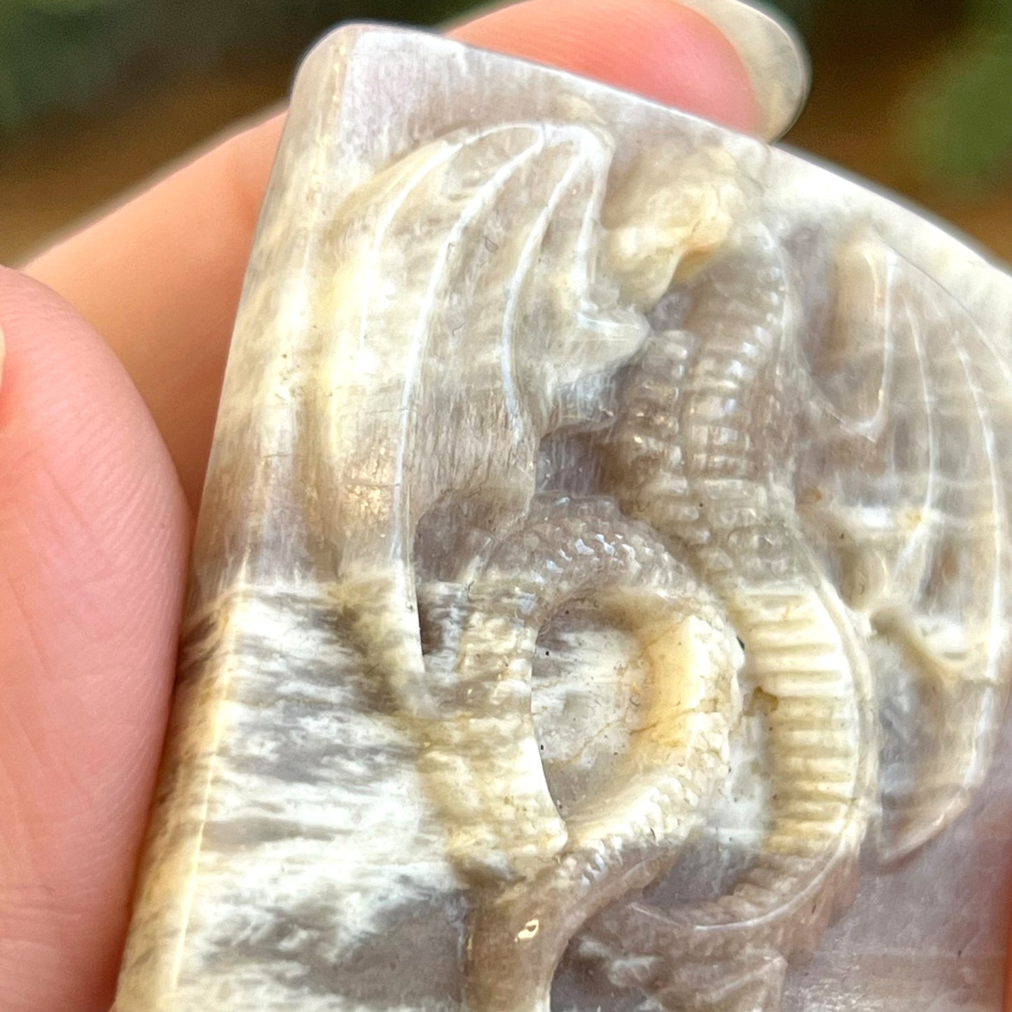 Belomorite Dragon Carved Crystal Cabochon