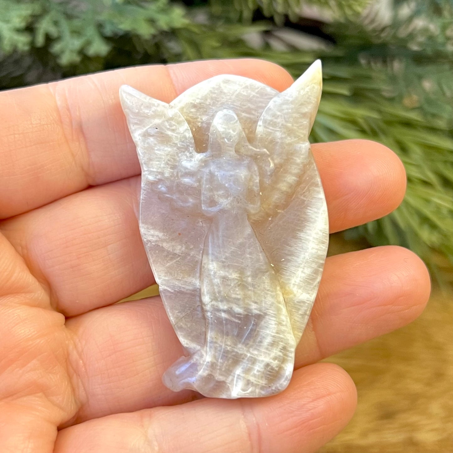 Angel Belomorite Sunstone in Moonstone Carved Cabochon