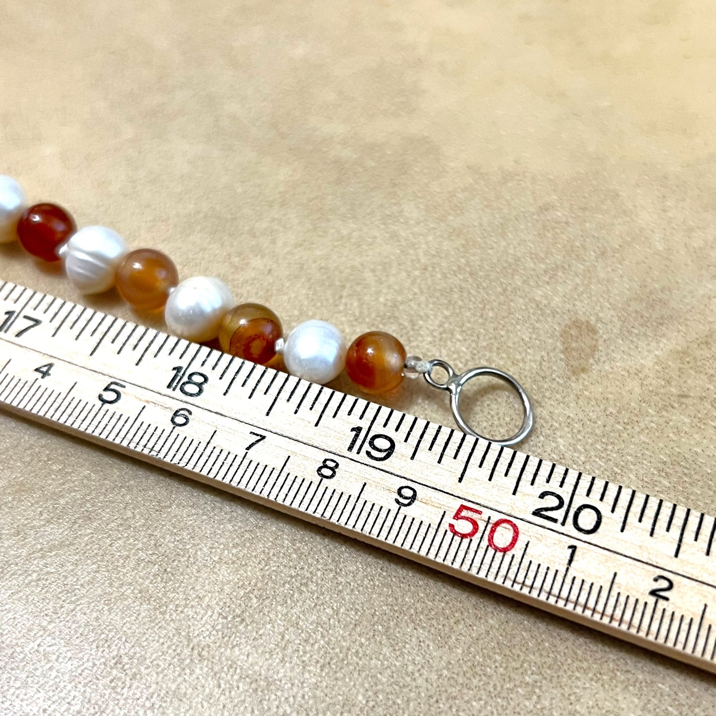 Carnelian, Agate, & Pearl Vintage 925 Sterling Silver Necklace