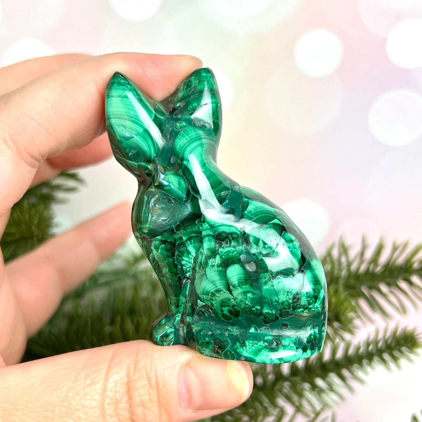 Malachite Cat Crystal Carving