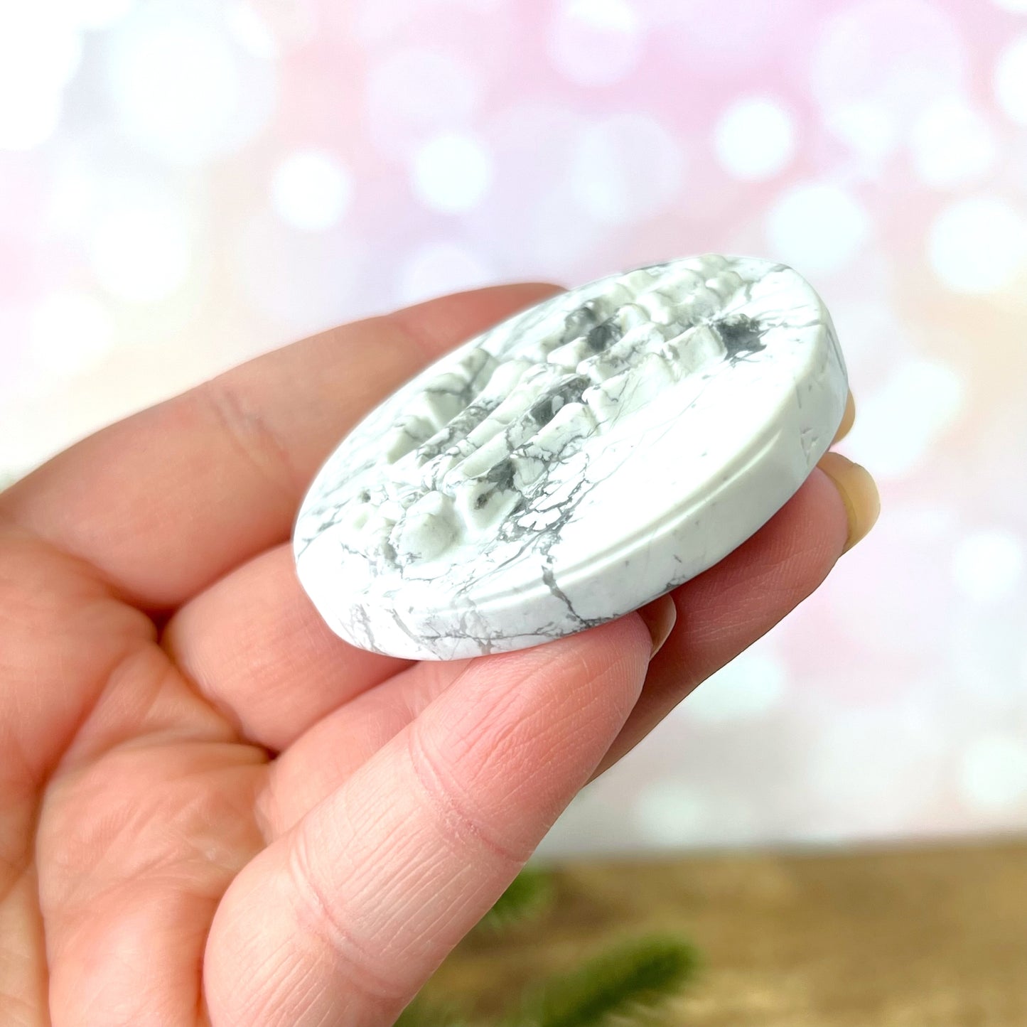 Magnesite Skeleton Hand Carved Crystal Cabochon