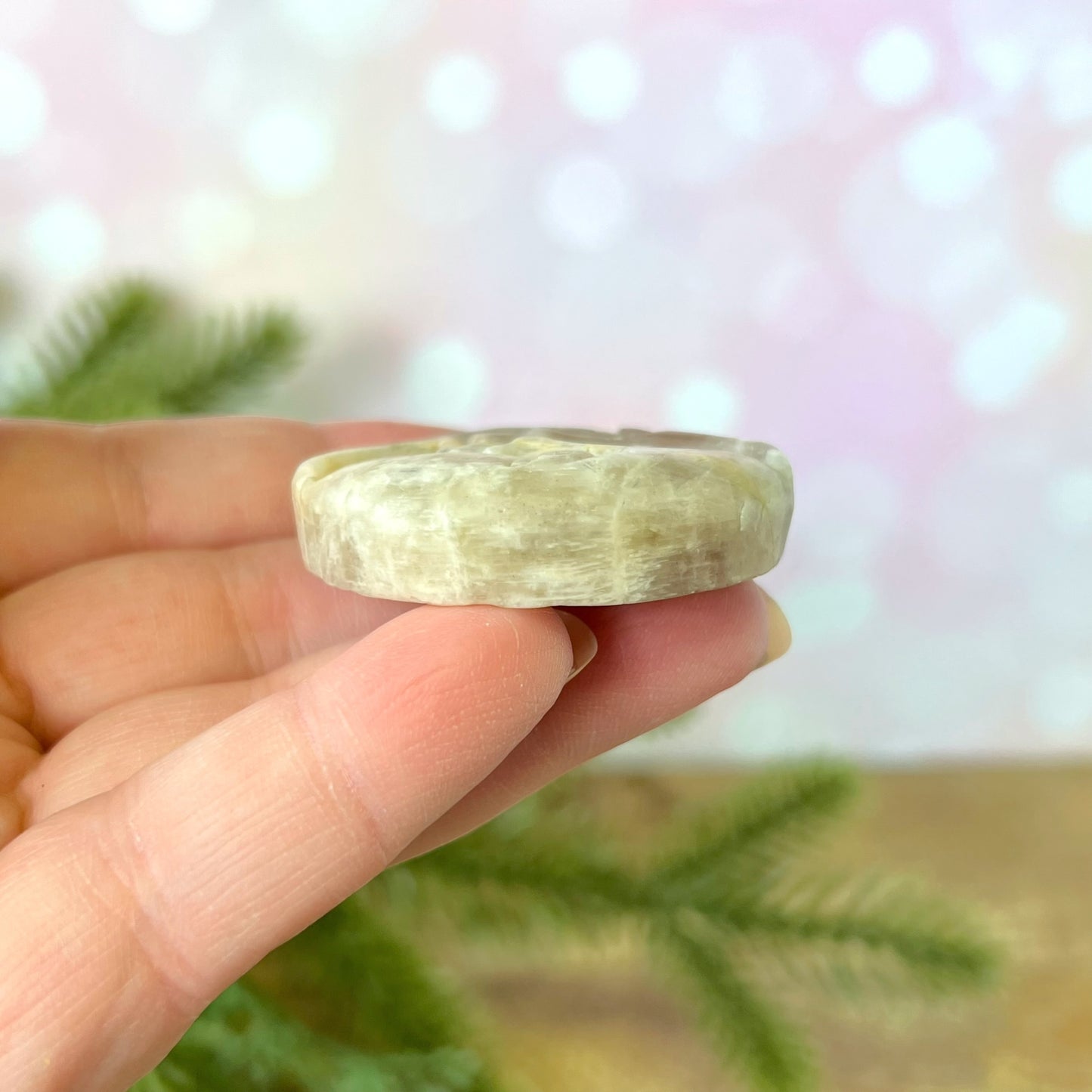 Belomorite Sun & Moon Carved Crystal Cabochon