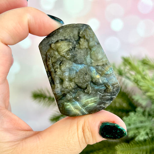 Labradorite Tiger Carved Stone Cabochon