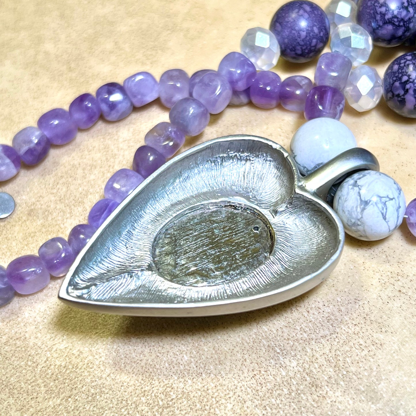 Ouija Planchette Handmade Beaded Amethyst Necklace