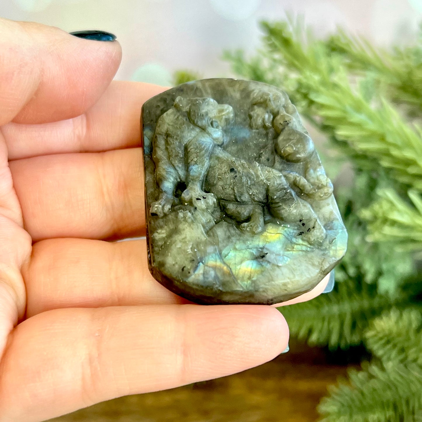 Labradorite Tiger Carved Crystal Cabochon