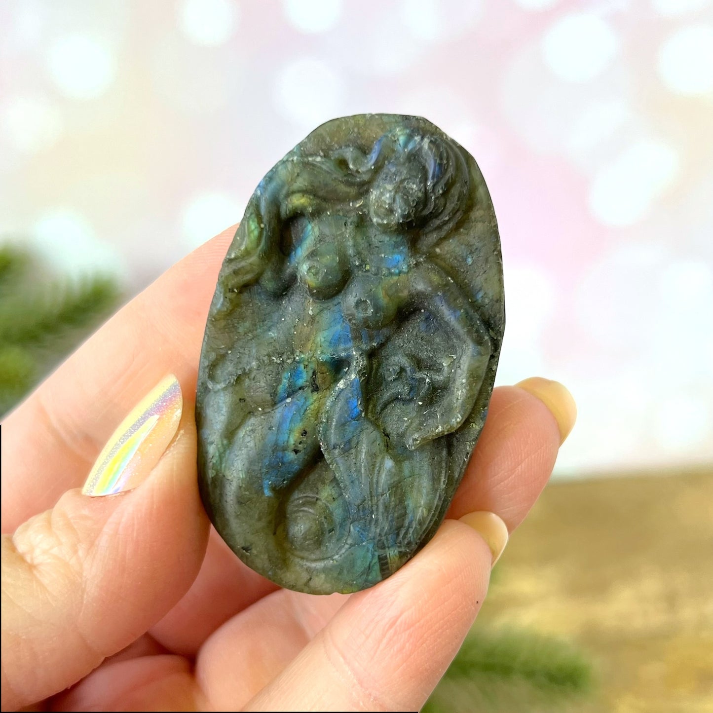 Labradorite Mermaid Crystal Carved Cabochon