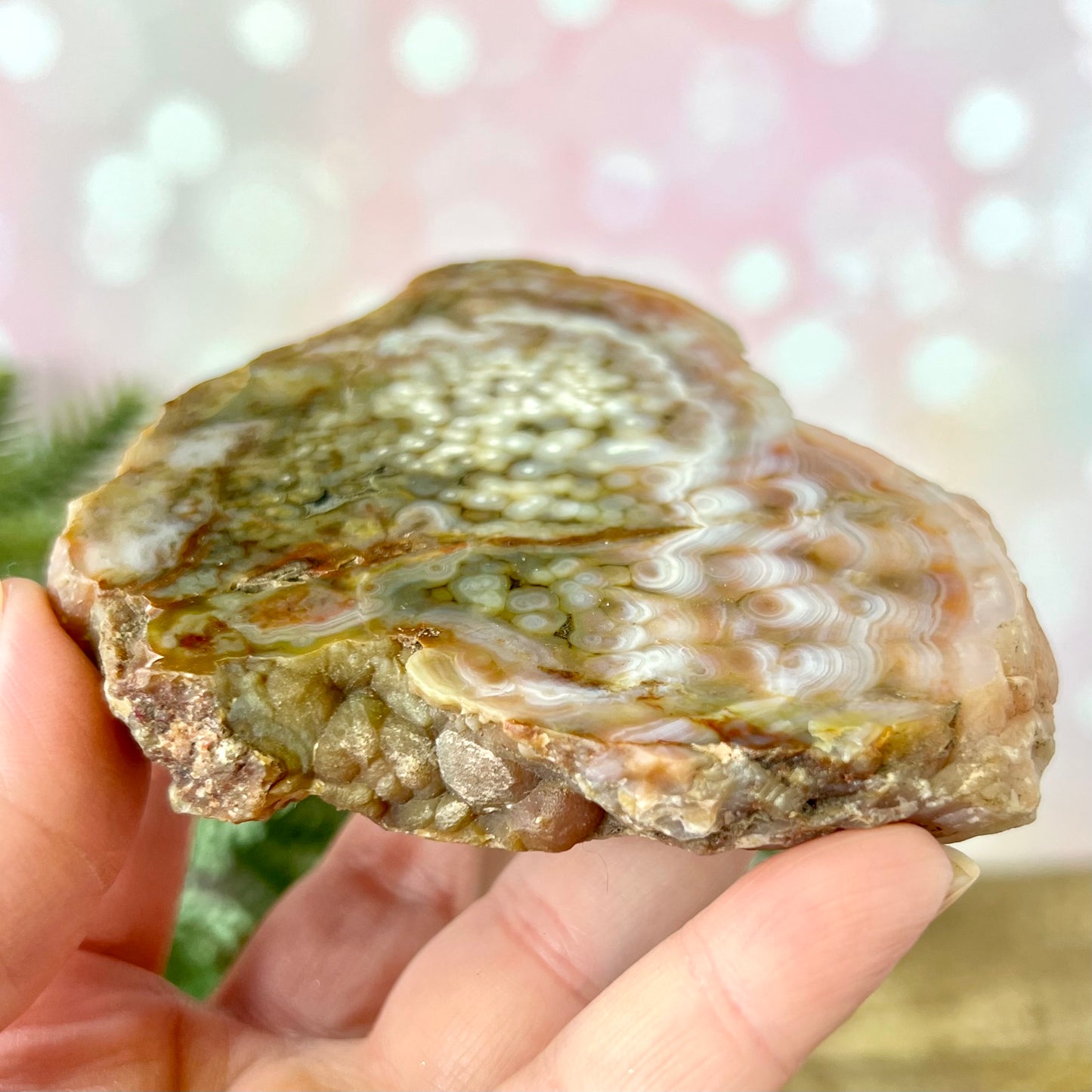Pink Agate Half Polished Specimen