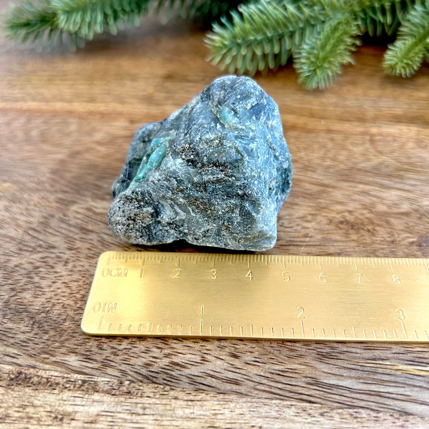 Emerald Raw Crystal in Basalt