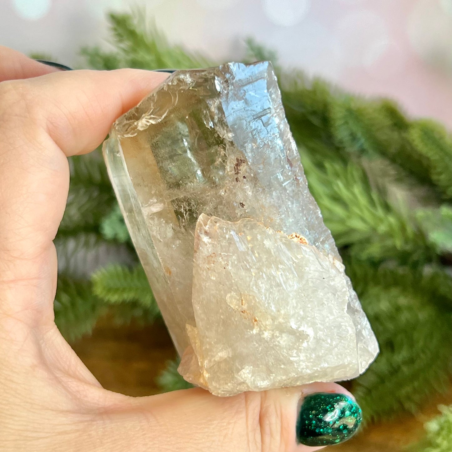 Light Smoky Quartz Incomplete Point with Rainbow
