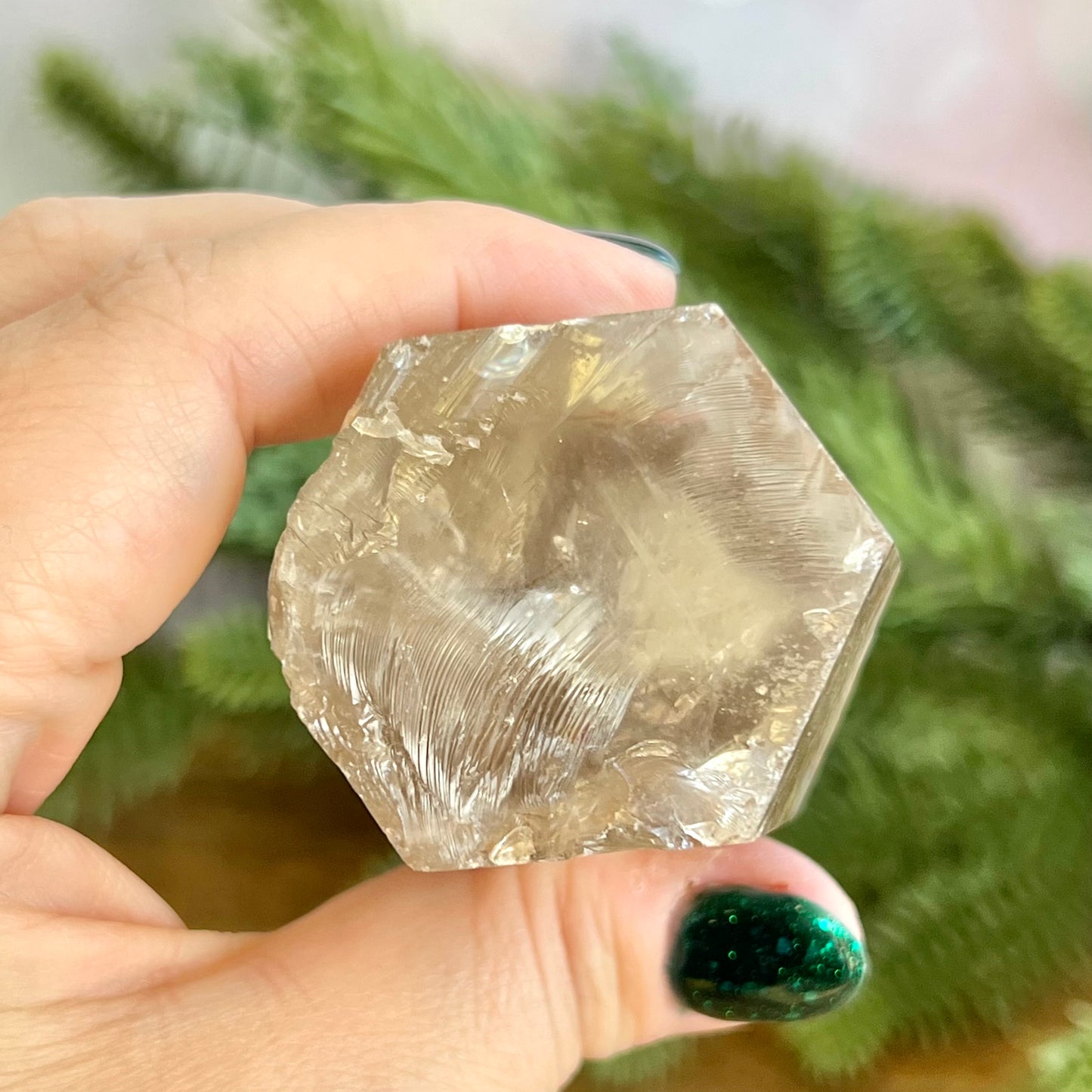 Light Smoky Quartz Incomplete Point with Rainbow
