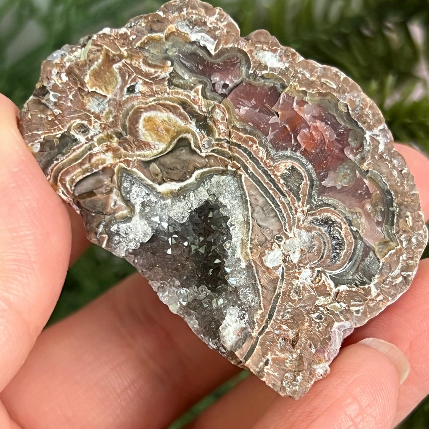 Red Quartz & Agate Geode Crystal Piece