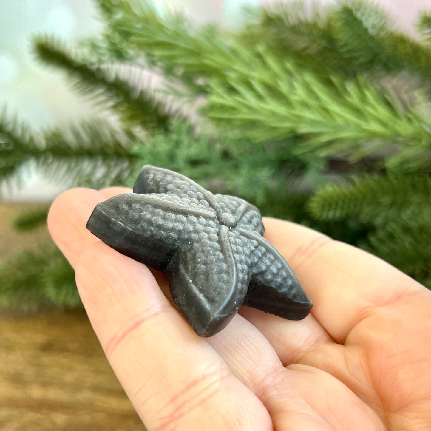 Silver Sheen Obsidian Starfish Carved Crystal Cabochon