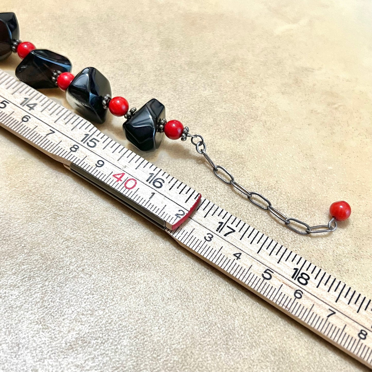 Smoky Quartz & Coral Sterling Silver Vintage Necklace