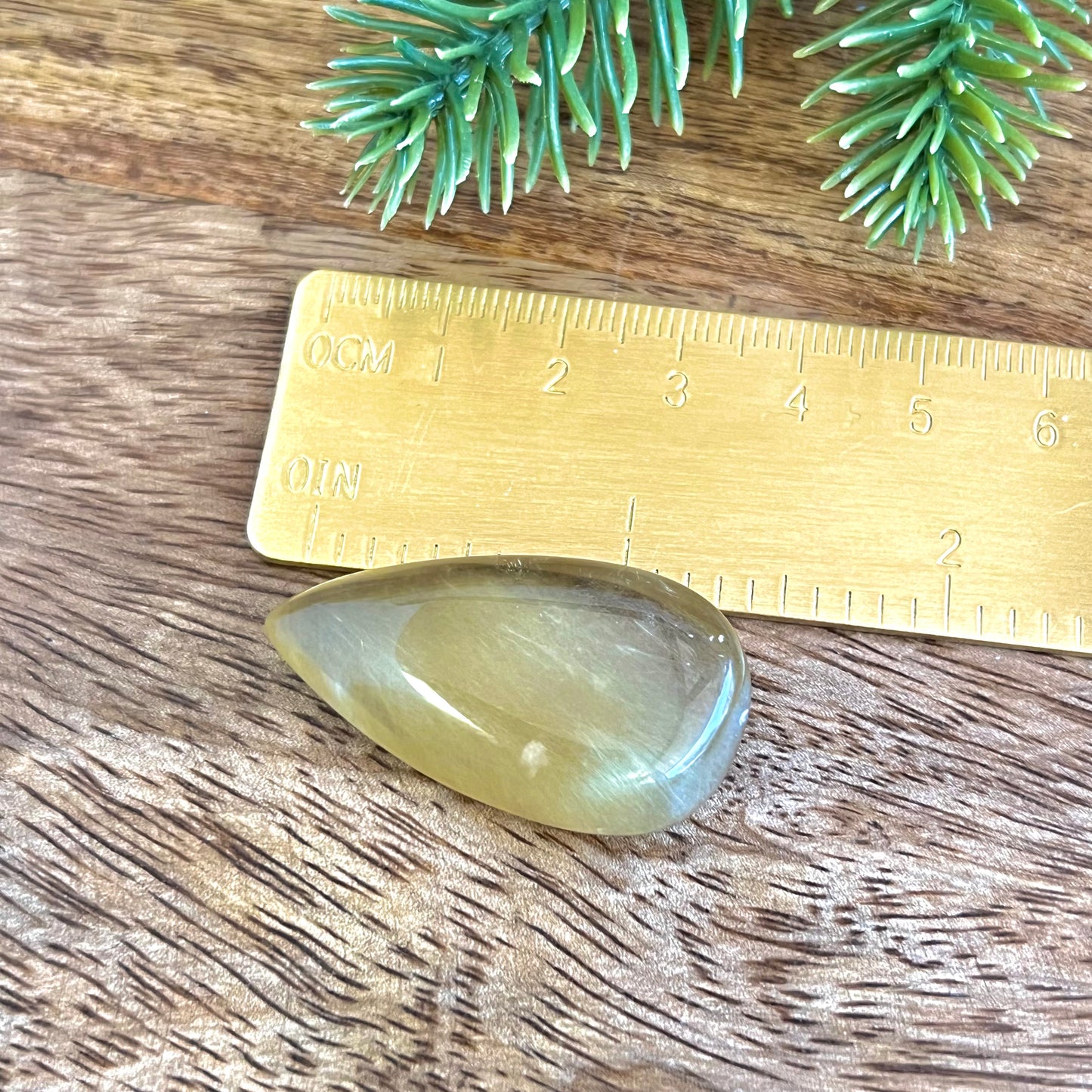 Rutilated Quartz Crystal Teardrop Cabochon