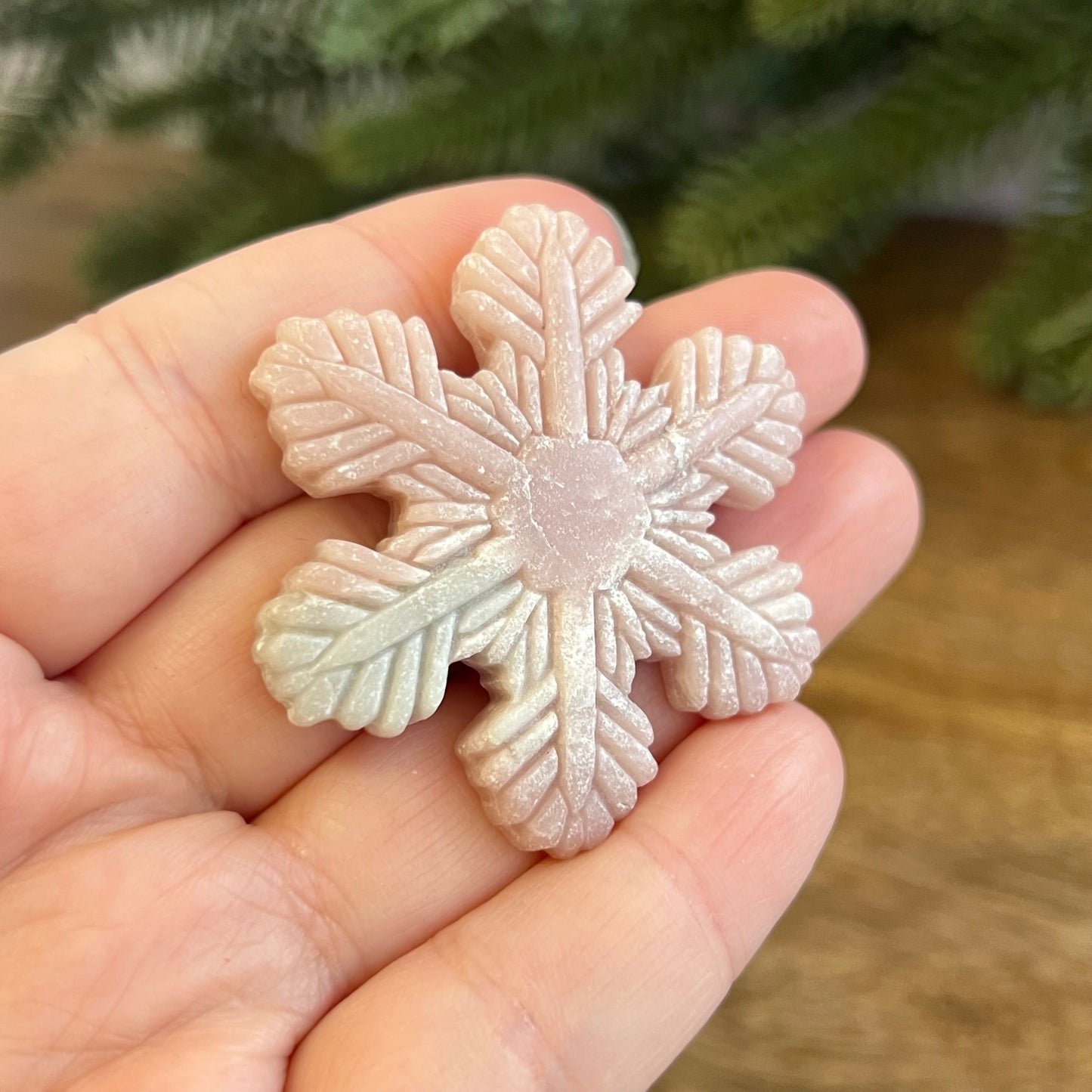 Snowflake Pink Opal Crystal Carved Cabochon
