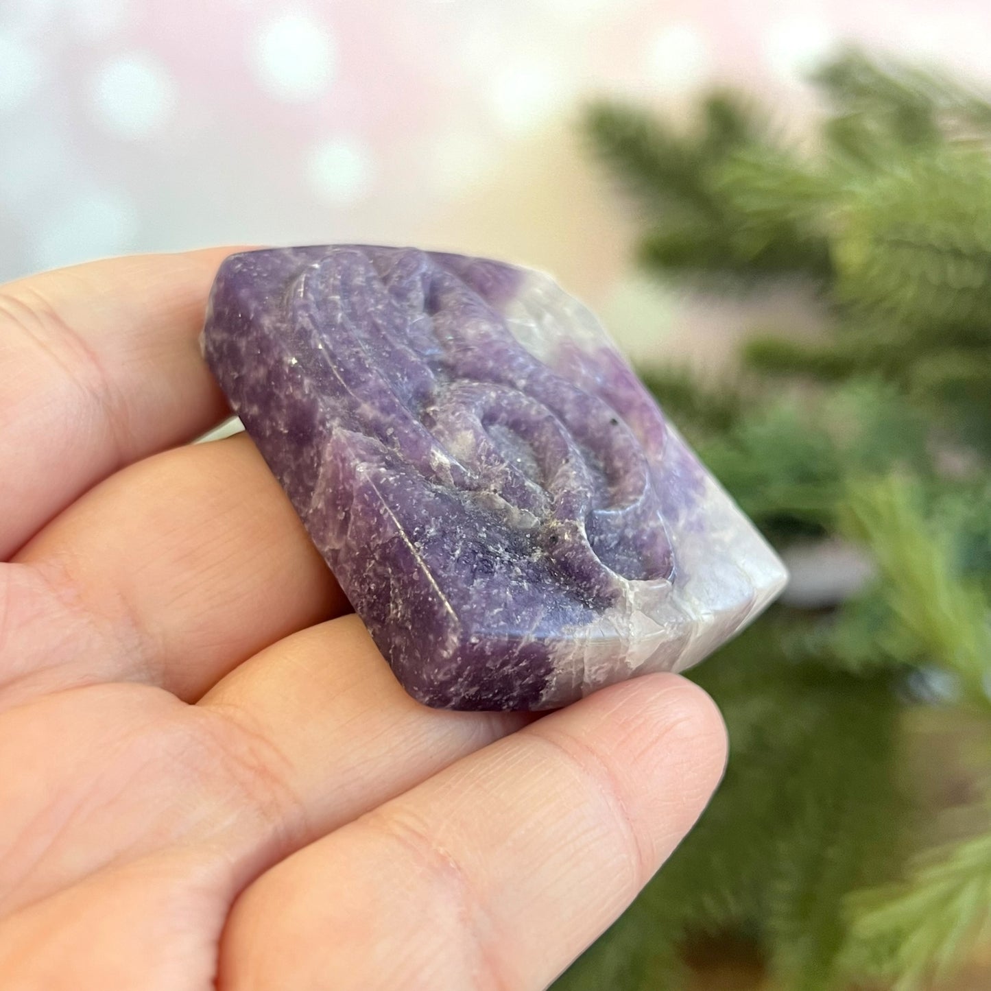 Lepidolite Dragon Carved Crystal Cabochon