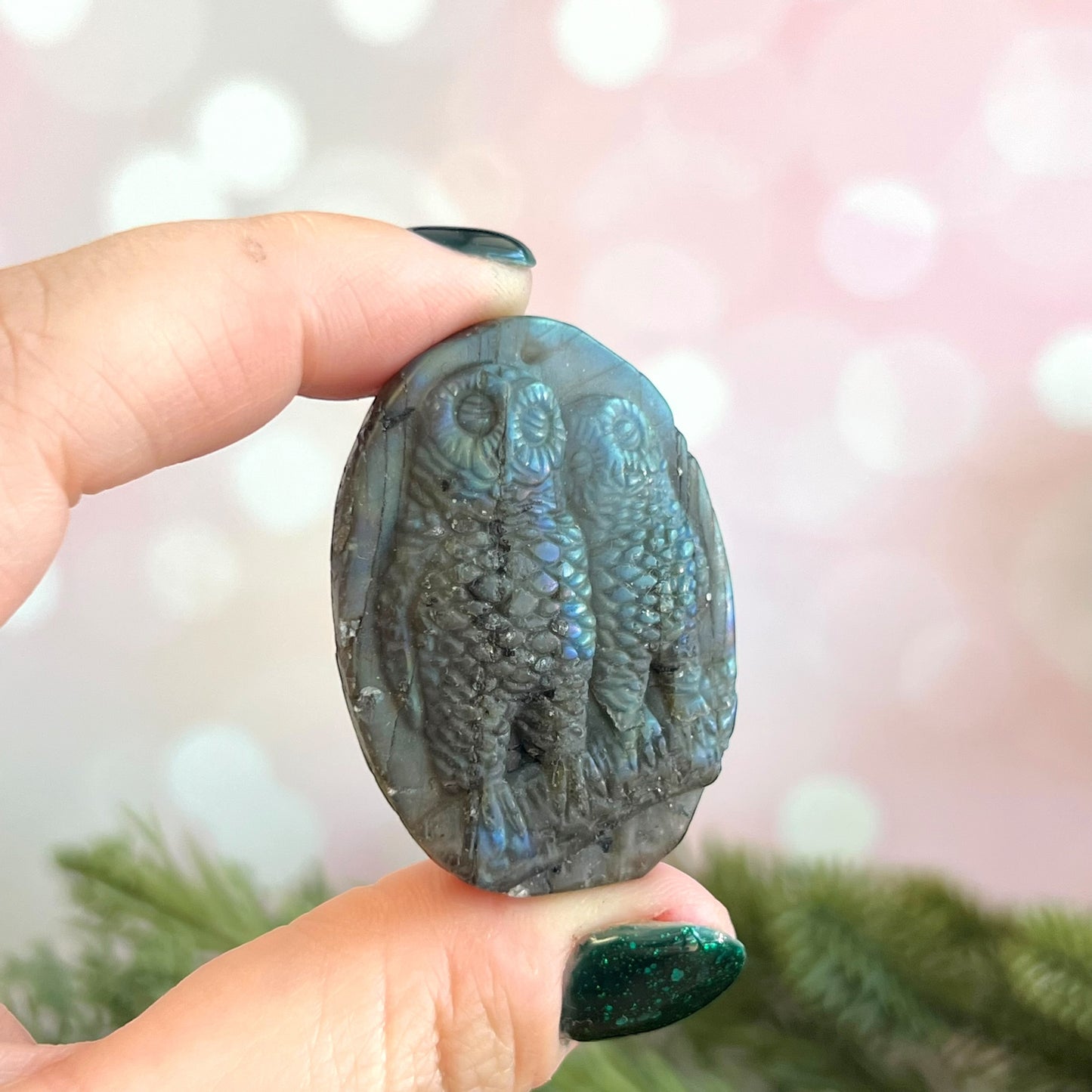Labradorite Owl Carved Cabochon