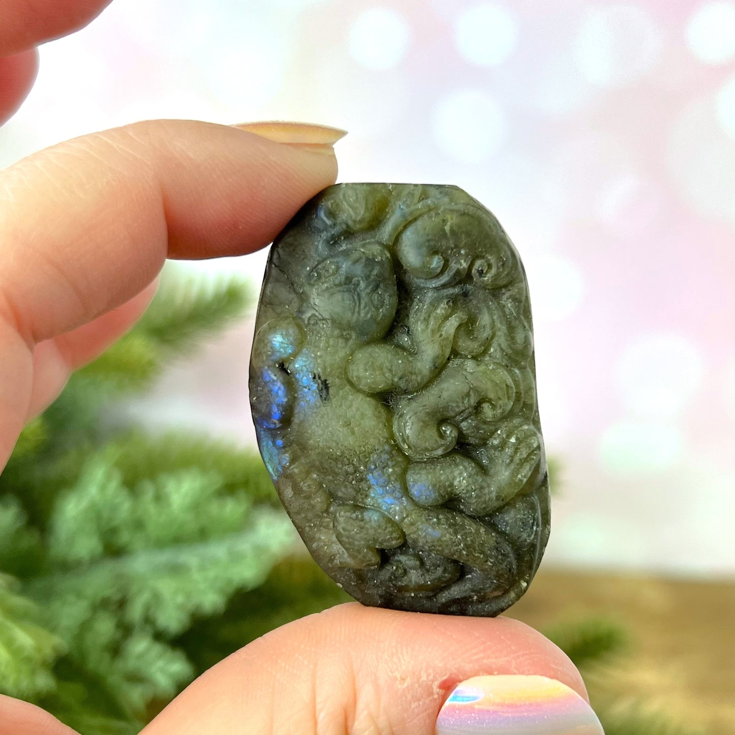Labradorite Iguana Lizard Carved Cabochon
