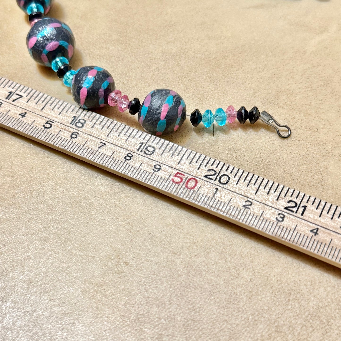Hand Painted Coyote & Cactus Vintage Clay Southwestern Necklace