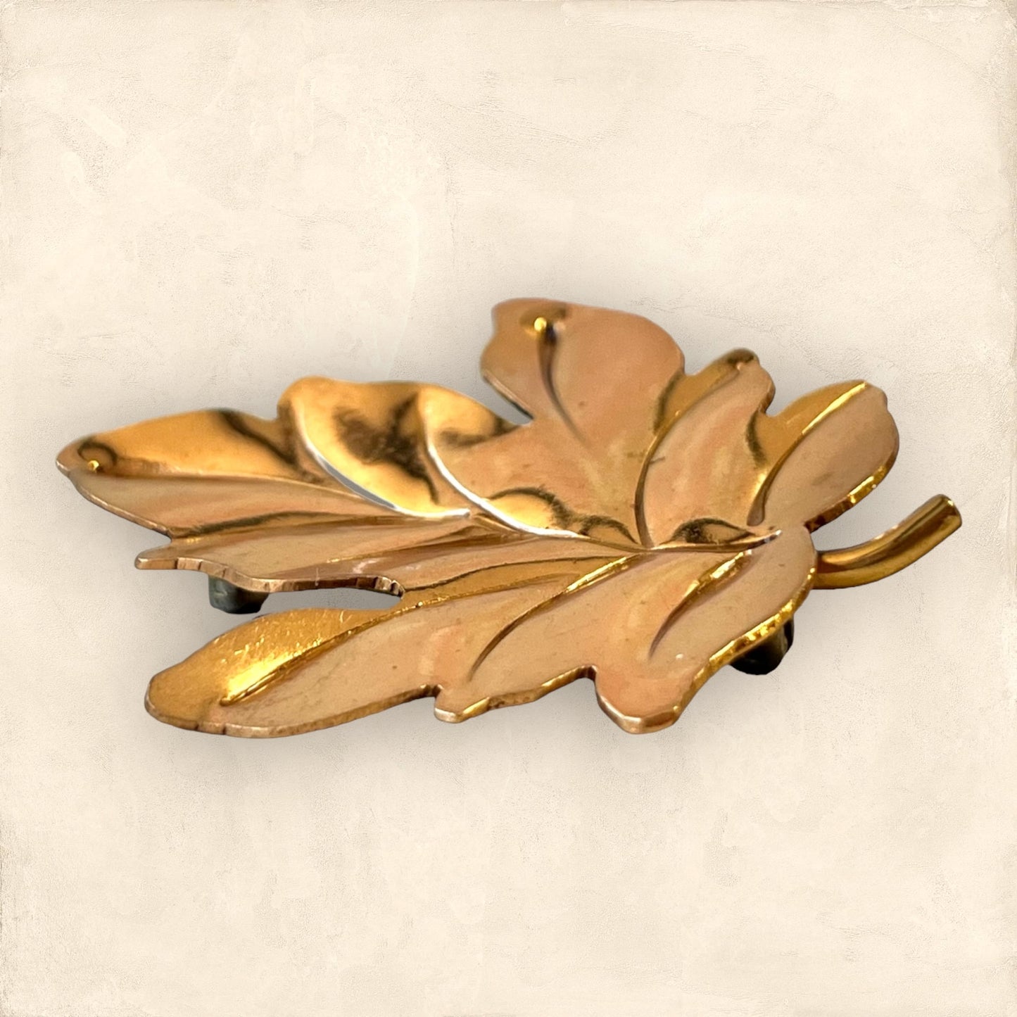 Hand Wrought Vintage Copper Leaf Brooch by Gret Barkin, New Hope Pennsylvania