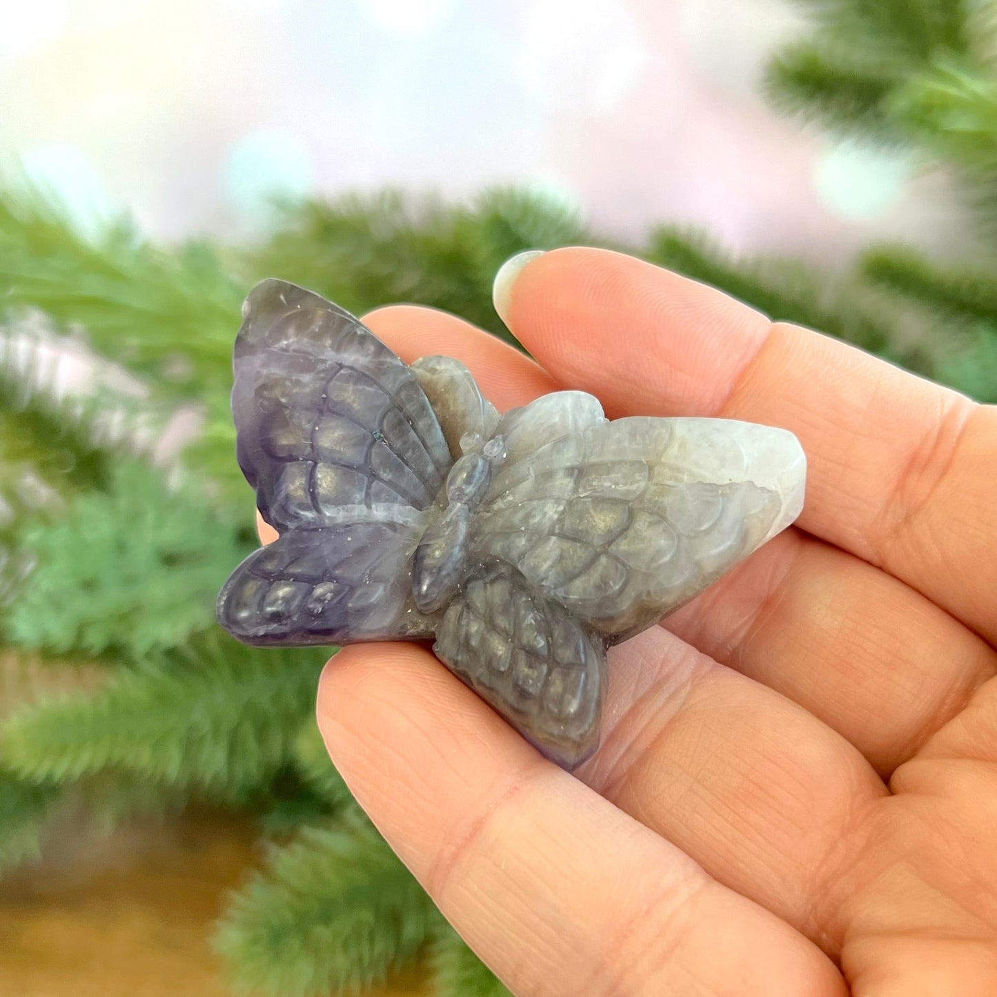 Amethyst Butterfly Carved Crystal Cabochon