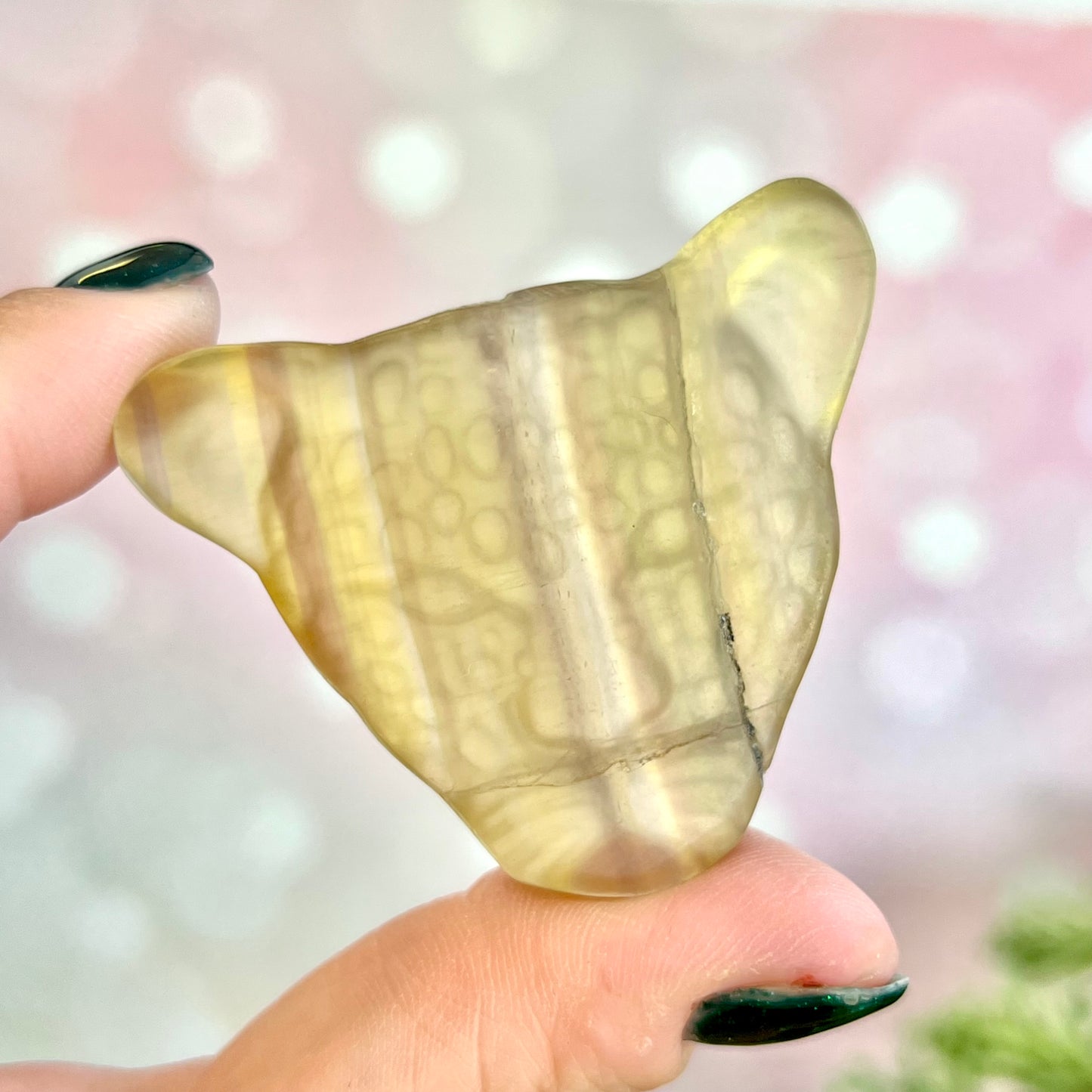 Yellow Fluorite Leopard Carved Crystal Cabochon