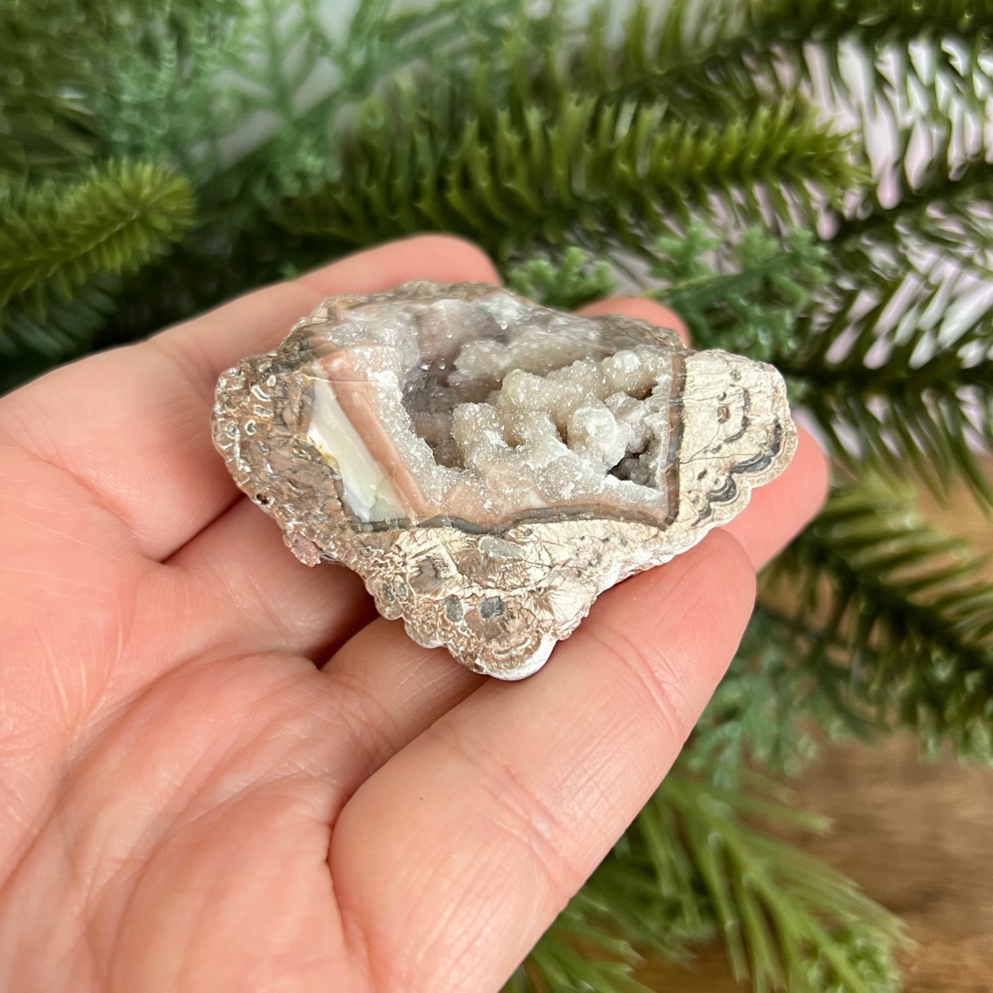 Red Quartz & Agate Geode Crystal Piece
