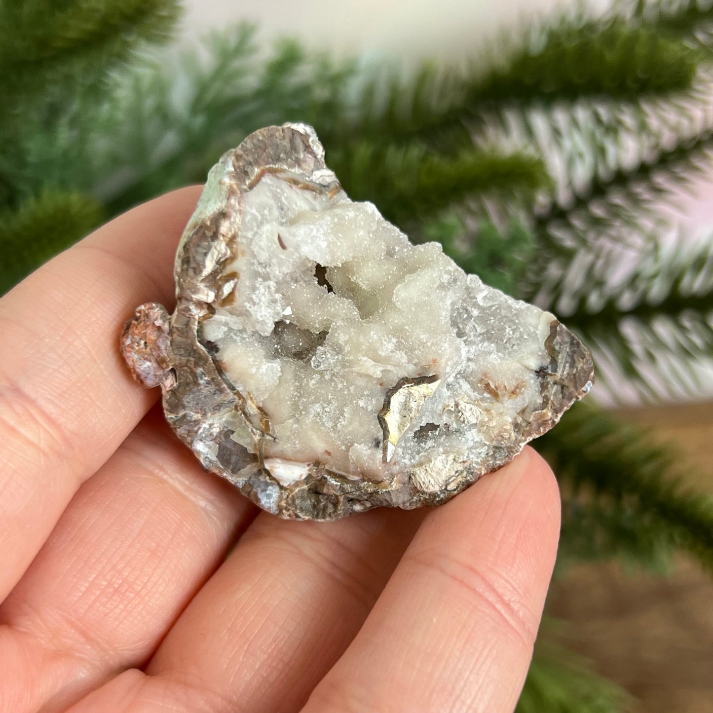 Red Quartz & Agate Geode Crystal Piece