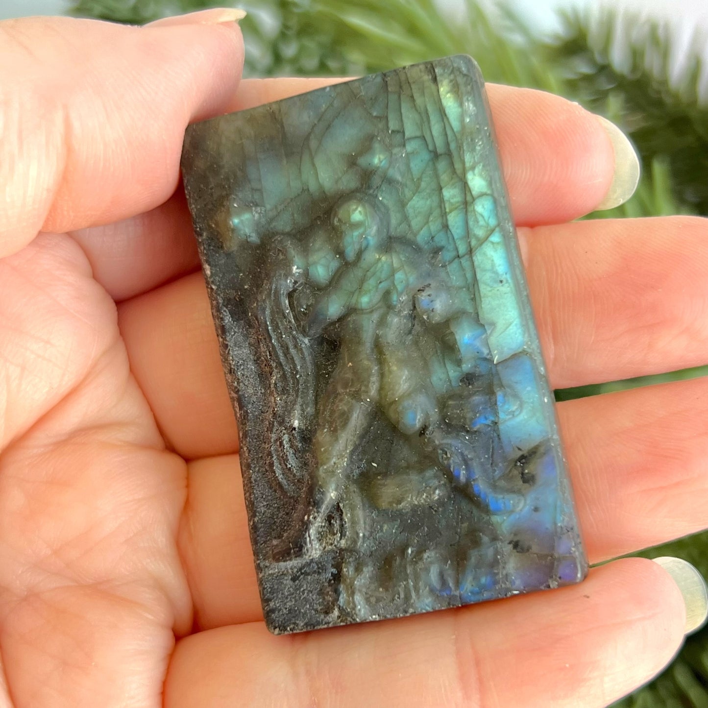 Labradorite Aquarius Carved Cabochon