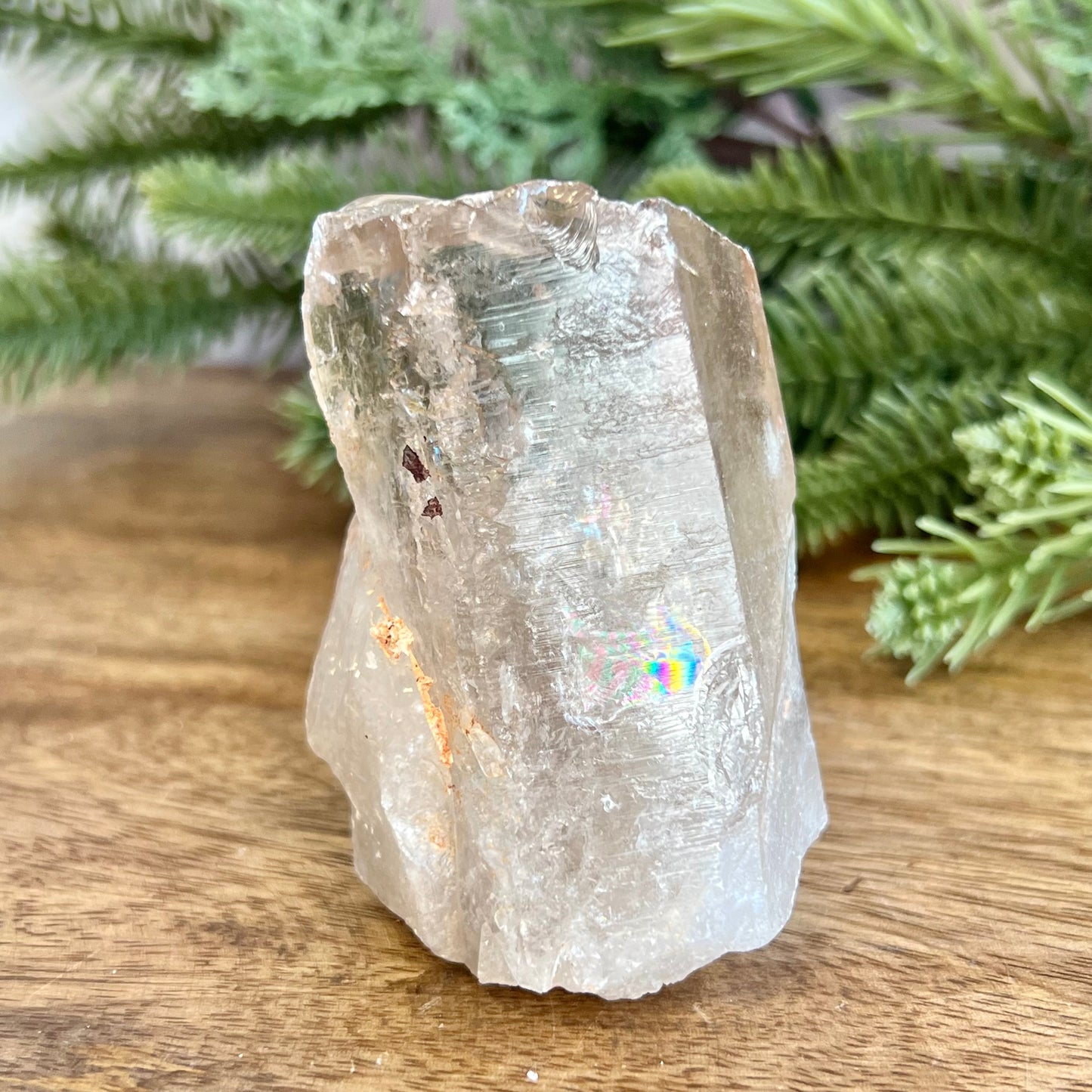 Light Smoky Quartz Incomplete Point with Rainbow