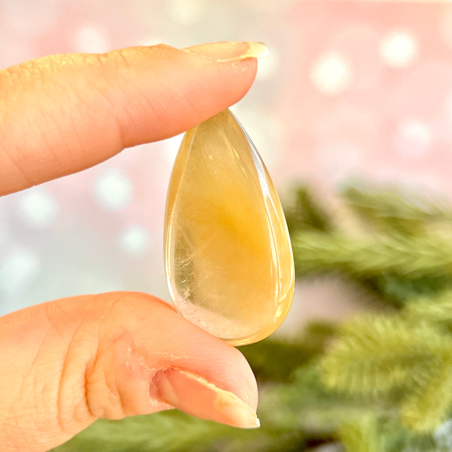 Rutilated Quartz Crystal Teardrop Cabochon