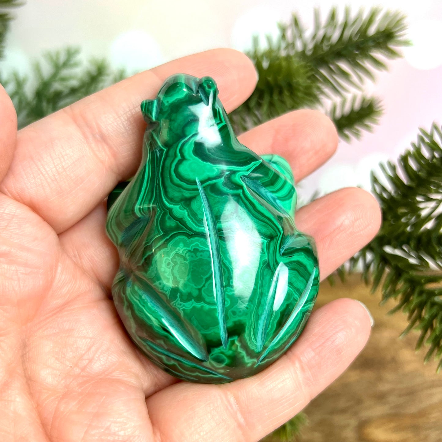 Malachite Frog Crystal Carving