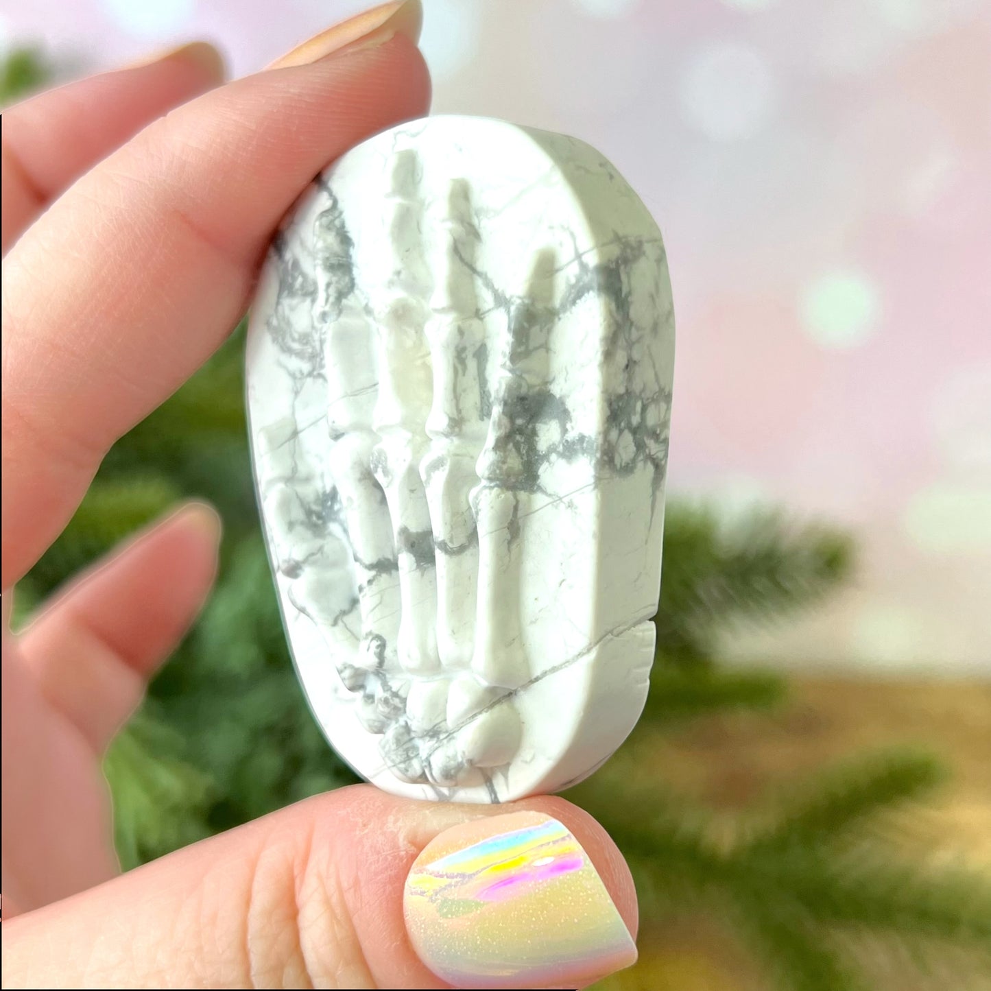 Magnesite Skeleton Hand Carved Crystal Cabochon