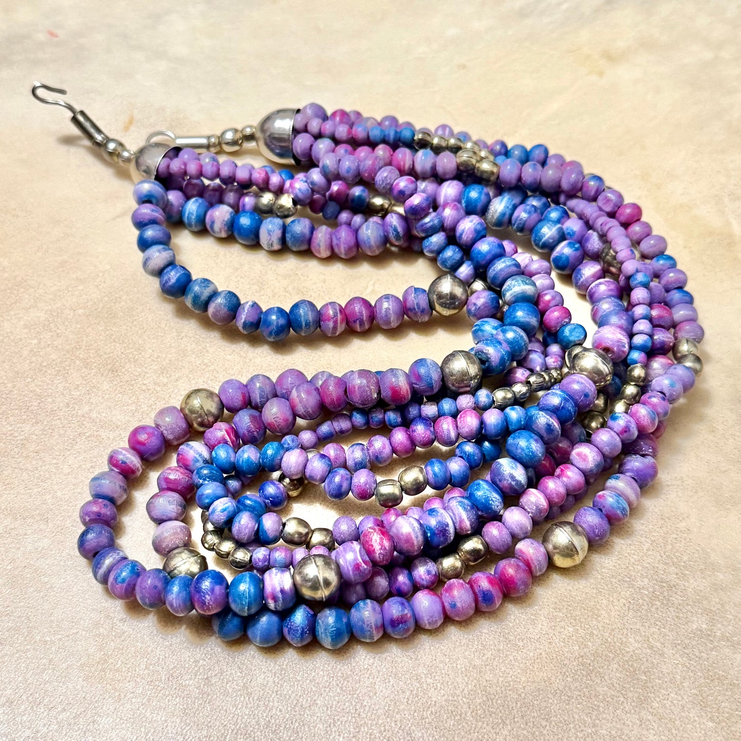 Vintage Purple & Blue Tagua Nut Bodhi Bead Necklace