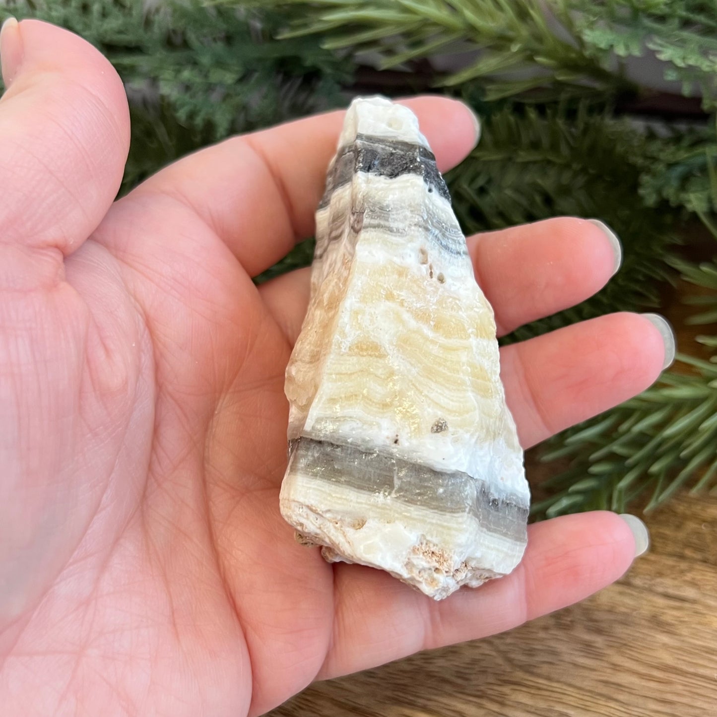 Zebra Calcite Yellow & Gray Natural Raw Crystal