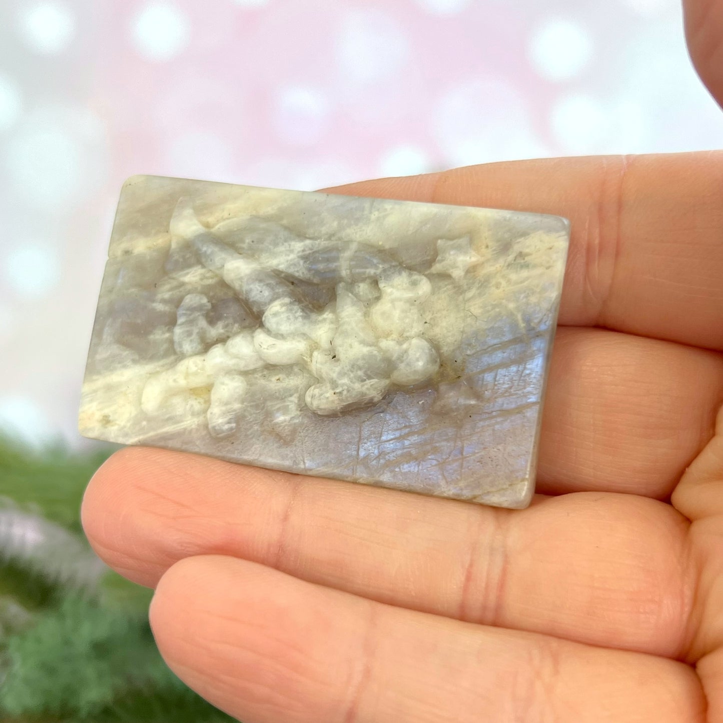 Belomorite Aquarius Carved Crystal Cabochon