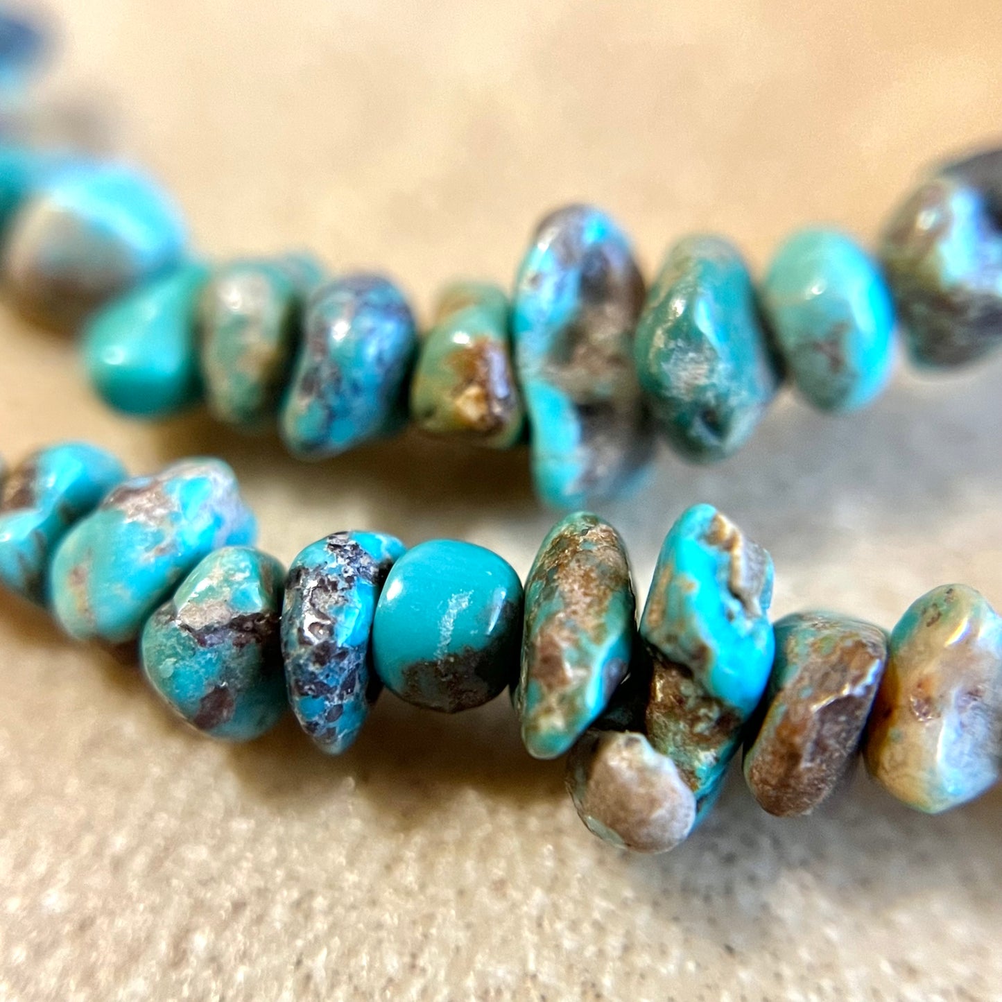 Turquoise Chip & Coral Vintage Beaded Sterling Silver Necklace