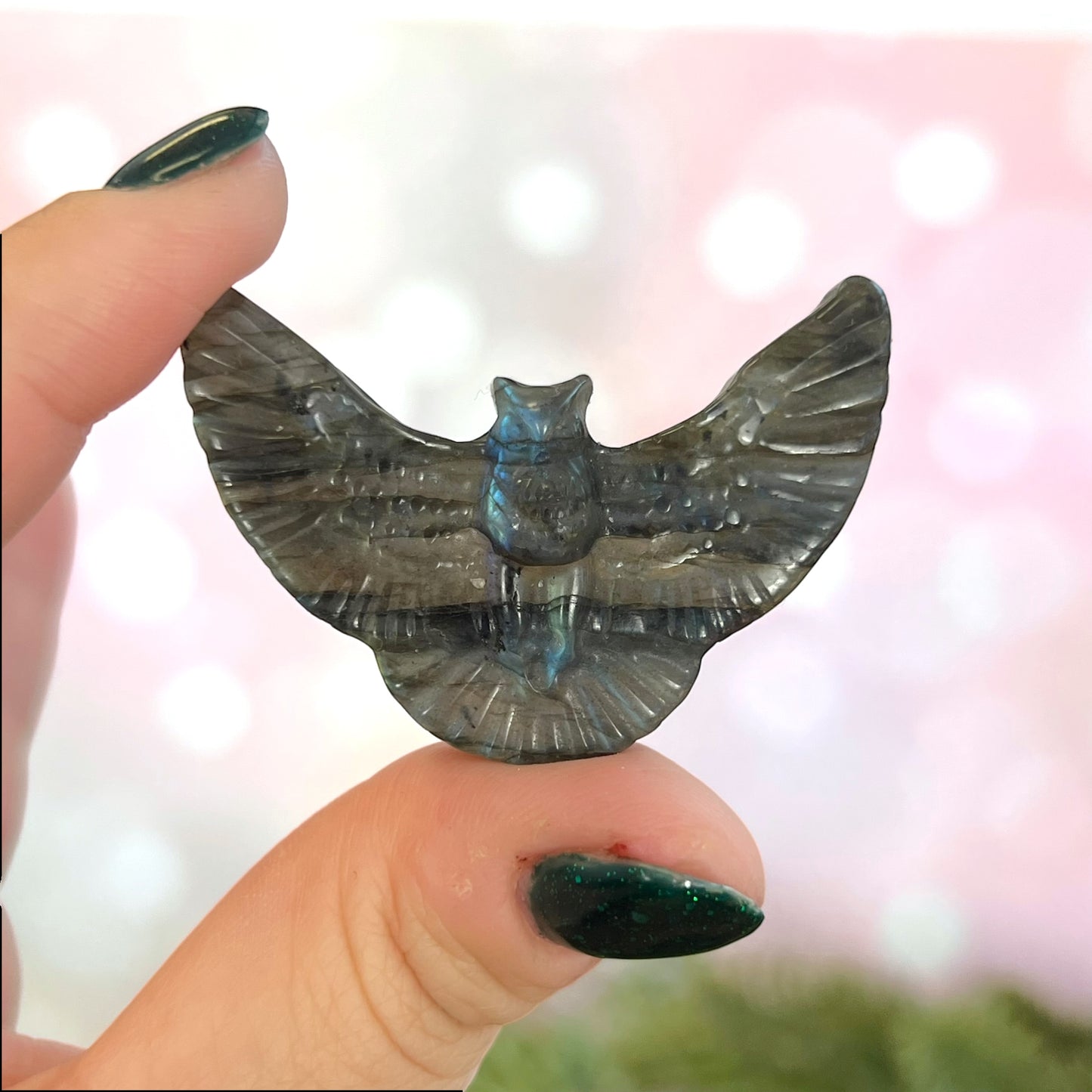 Labradorite Owl Carved Crystal Cabochon
