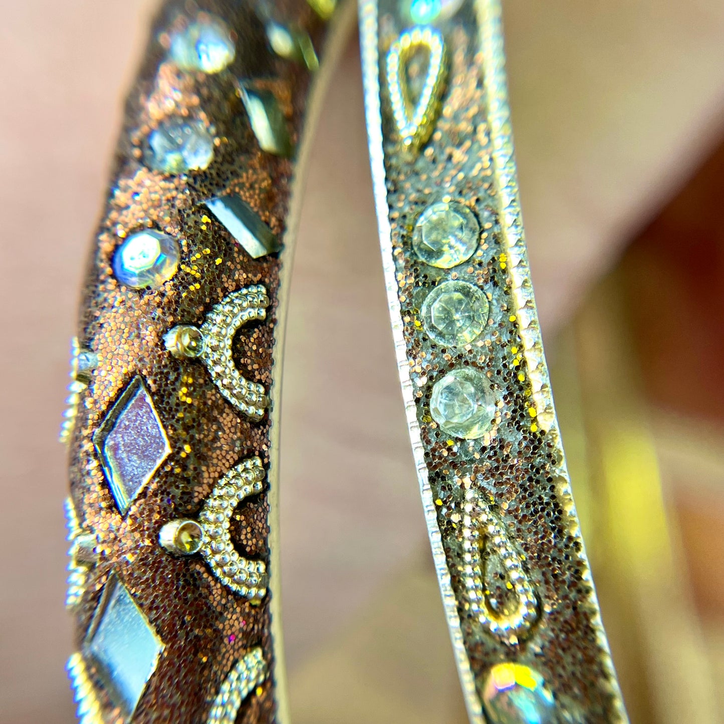 Vintage Mixed Metal Sparkly Bracelet Stack with 13 Bangles